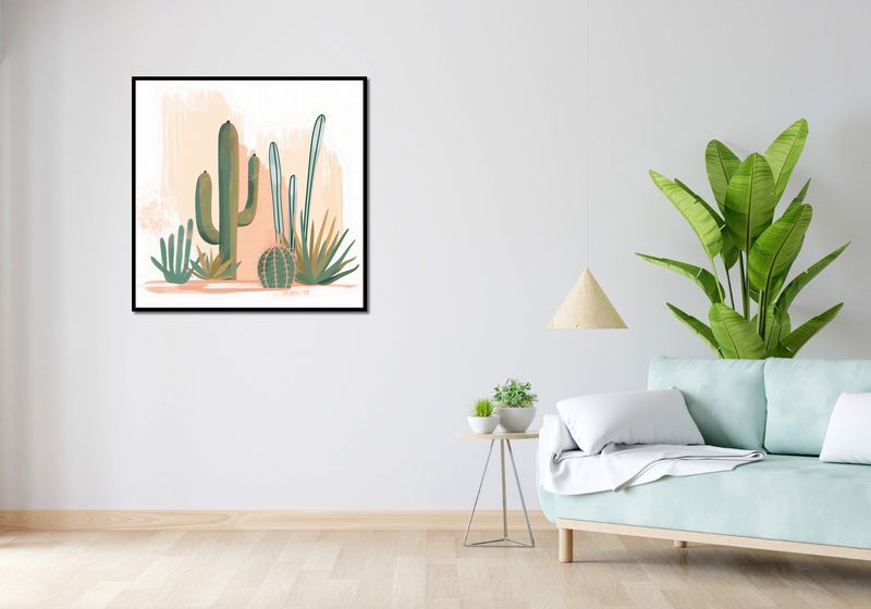 Plakat 90x90cm Ilustracja Kaktusów zdjęcie 4