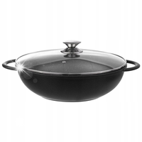 PATELNIA WOK GŁĘBOKA Z POKRYWKĄ GRANITOWA NIEPRZYWIERAJĄCA 32CM IND