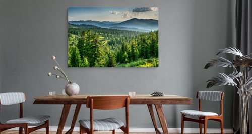 Obraz Do Jadalni KRAJOBRAZ Las Natura Mgła Góry Efekt 3D 100cm x 70cm na Arena.pl