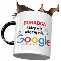 Kubek Czarny Dla Doradcy Wie Więcej Niż Google Z Nadrukiem Ze Zdjęciem
