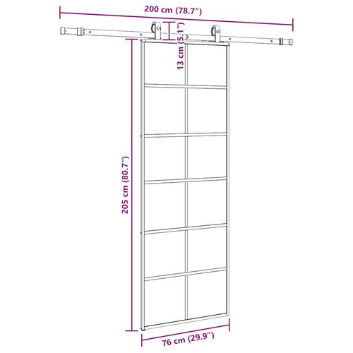 Drzwi przesuwne z zestawem okuć czarne 76x205 cm ESG szkło na Arena.pl