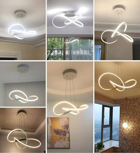 LAMPA LED SUFITOWA WISZĄCA ZŁOTA ŻYRANDOL WSTĘGA Z PILOTEM BARWA na Arena.pl