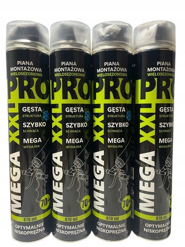 PRO XXL Piana pianka montażowa niskoprężna 870ml MEGA - PUSZKA 1000 GRAM na Arena.pl
