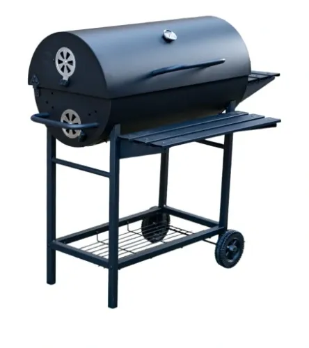 Grill Węglowy 70 X 35 na Kółkach z Półką Pokrywą Ogrodowy Przenośny Beczka na Arena.pl
