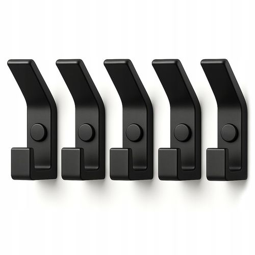 5 szt - Wieszak ścienny haczyk na ubrania metalowy podwójny CZARNY na Arena.pl