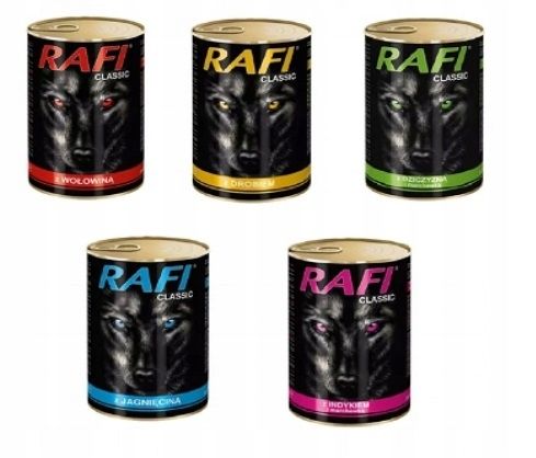 Mokra Karma dla Psa RAFI mix 5 smaków zestaw puszek 20x1240g Dolina na Arena.pl