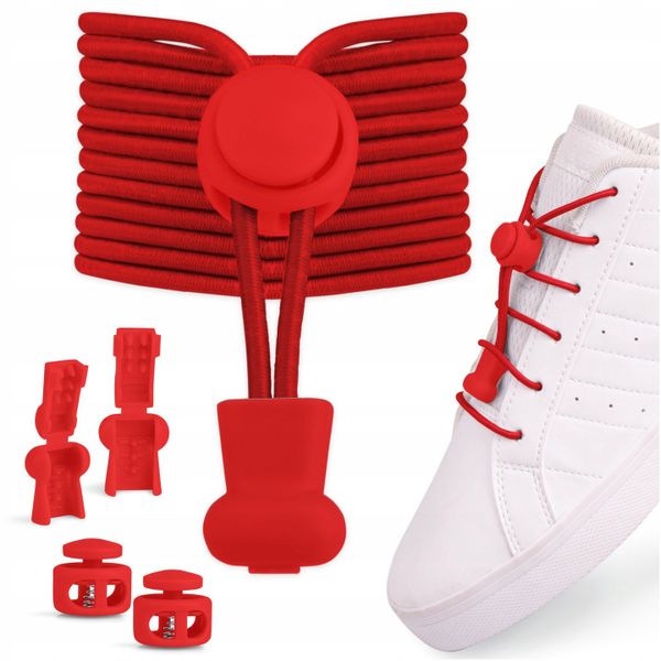 Sportowe sznurówki bez wiązania czerwone 100cm zdjęcie 1