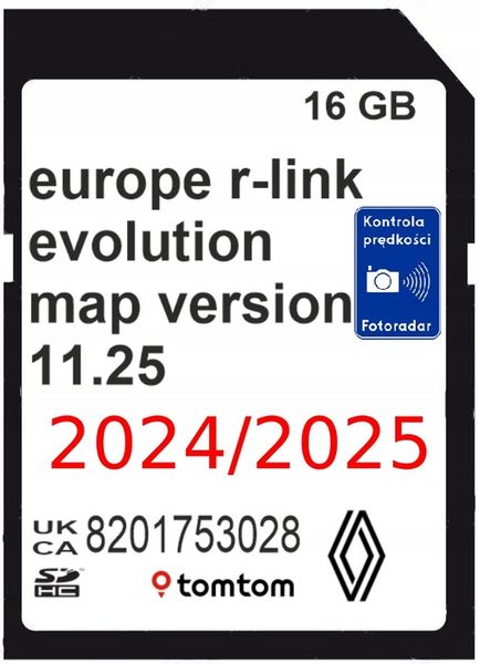 MAPA KARTA RENAULT R-LINK TOMTOM EVOLUTION LIVE 2024/2025 11.25 EU RADARY zdjęcie 1