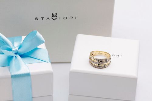 Złoty pierścionek PXD1267 - Diament na Arena.pl