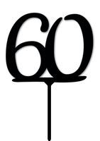 Topper na tort - cyfra 60 - czarny
