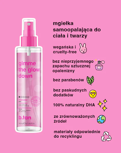 b.tan Gimme The Glow Down Ciemna Mgiełka Samoopalająca Do Twarzy 100ml na Arena.pl