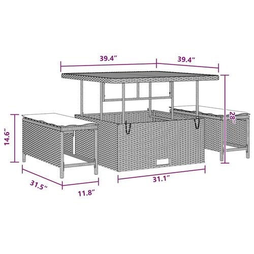 Zestaw Sof na Ogród z poduszką 13 pcs Czarny 100 x 100 x 71 cm na Arena.pl