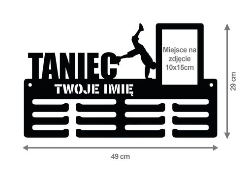Wieszak na medale TANIEC ramka na zdjęcie, dowolny tekst  252.1 na Arena.pl