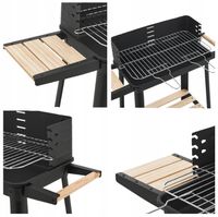 GRIL WĘGLOWY PROSTOKĄTNY NA KÓŁKACH PRZENOŚNY REGULOWANY RUSZT 49X28