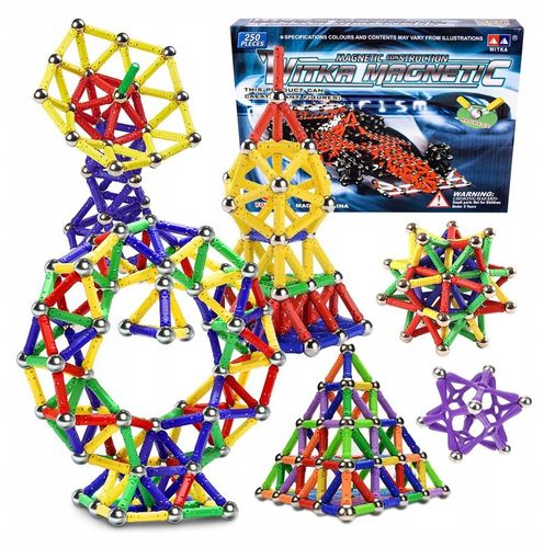 KLOCKI MAGNETYCZNE UKŁADANKA KONSTRUKCYJNE 250 SZT na Arena.pl