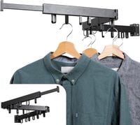 Suszarka na Pranie Ścienna Składana 127 cm Czarna 18 Haczyków Aluminium