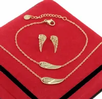 KOMPLET BIŻUTERII STAL CHIRURGICZNA ZŁOTY 3 częściowy SKRZYDŁA