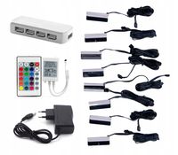 8x KLIPSY PODŚWIETLENIE OŚWIETLENIE LED RGB MEBLI SZKLANCYH PÓŁEK SZYB
