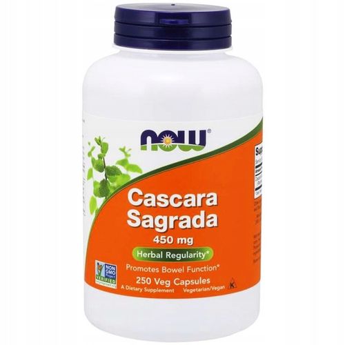 NOW Foods Cascara Sagrada Szakłak Jelita Zaparcia Wątroba 450mg 250 vcaps na Arena.pl