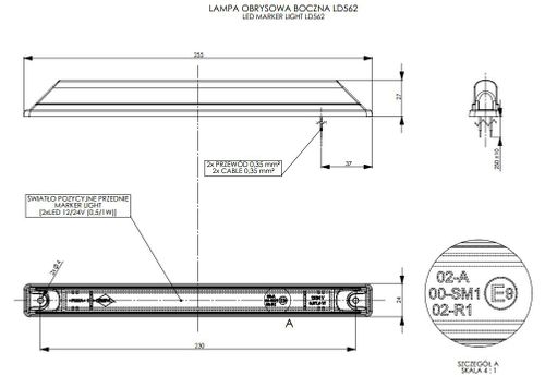 Lampa LED obrysowa poz. długa pomarańczowa (LD562) na Arena.pl