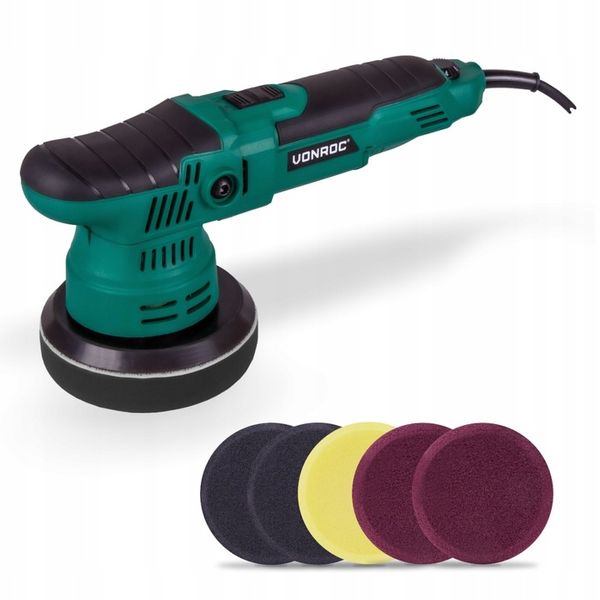 Polerka samochodowa 125 mm - 650W | 7 padów polerskich | VONROC zdjęcie 9
