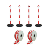 Słupki drogowe z łańcuchem 4 szt. – zestaw ostrzegawczy i wygrodzeniowy