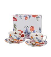 FILIŻANKI ZE SPODKIEM DUO KWIATY WIOSNA SPRING 250 ML X 2 SZT NA PREZENT
