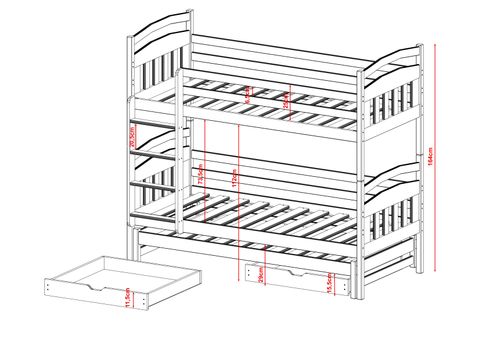 ŁÓŻKO PIĘTROWE ALAN 90X190 3- osobowe na Arena.pl