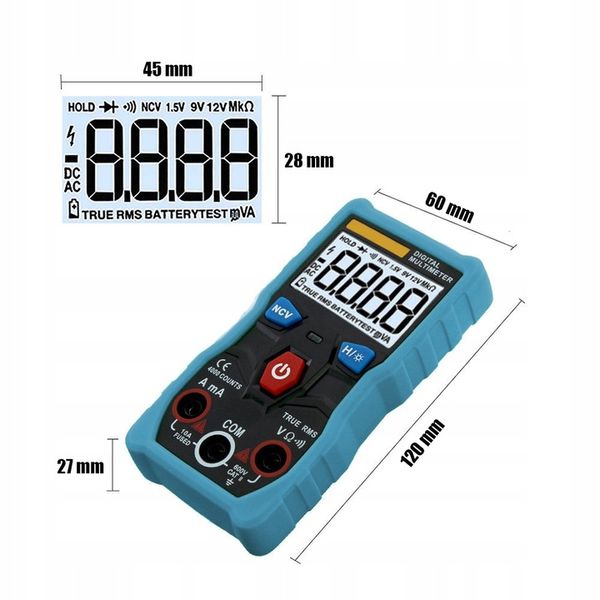 MULTIMETR CYFROWY AUTOMATYCZNY ZT-S1 TRUE RMS NCV MIERNIK NAPIĘCIA PRĄDU zdjęcie 14