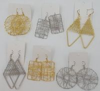 kolczyki plecione druty 6 par