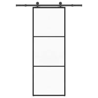 Drzwi przesuwne z osprzętem, szkło ESG i aluminium, 76x205 cm