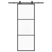 Drzwi przesuwne z osprzętem, szkło ESG i aluminium, 76x205 cm