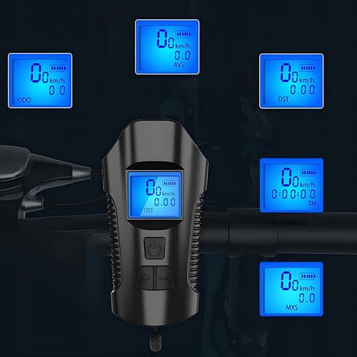 LAMPKA ROWEROWA LED LICZNIK KM PRĘDKOŚCIOMIERZ DZWONEK PRZÓD + TYŁ na Arena.pl