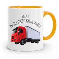 Kubek Żółty Prezent Dla Brata Najlepszy Kierowca Z Nadrukiem Ze Zdjęciem