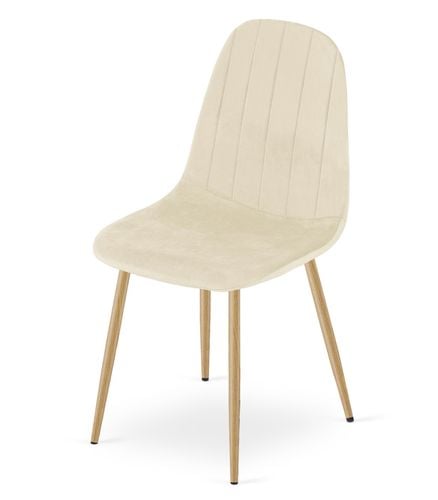 Krzesło tapicerowane PADVA beż jasny welur nogi dąb do jadani kuchni na Arena.pl