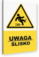 Tabliczka znak informacyjny 40x30 Biała UWAGA ŚLISKO Nierdzewna NADRUK UV