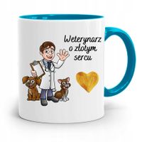 Kubek Błękitny Weterynarza O Złotym Sercu Prezent Z Nadrukiem Ze Zdjęciem
