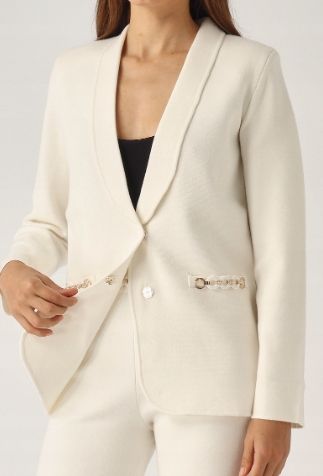 TWINSET KNITTED BLAZER WITH DOUBLE POCKET EFFECT BIJOUX XS zdjęcie 1
