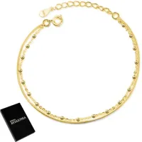 ZŁOTA BRANSOLETKA DAMSKA, BRANSOLETKA CELEBRYTKA REGULOWANA NA RĘKĘ SREBRO