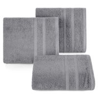 Ręcznik kąpielowy bawełniany frotte z ozdobną bordiurą MILO 100X150 stalowy