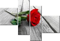 100 70CM OBRAZ 4 ELEM RÓŻA DESKACH DRUK PŁÓTNO RAMA