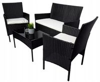 Zestaw mebli ogrodowych rattan Rino czarny 7 el.