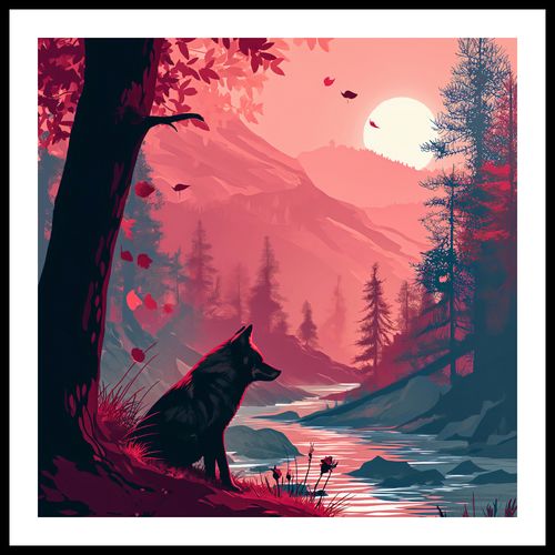 Plakat 50x50cm Wilk Przy Brzegu Lasu na Arena.pl