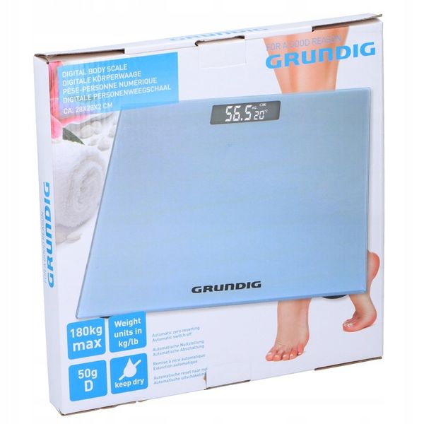 Waga łazienkowa Grundig z termometrem WYŚWIETLACZ LCD SZKLANA do 180kg zdjęcie 4