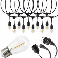 GIRLANDA OGRODOWA zewnętrzna ŁAŃCUCH ŚWIETLNY 15m + ŻARÓWKI 30x E27 LED