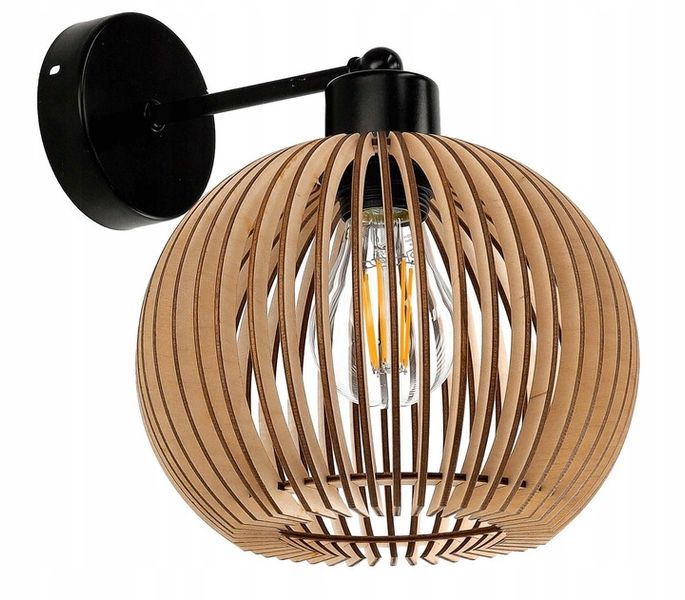 LAMPA KINKIET E27 ścienny stały loft KULA Drewno zdjęcie 2