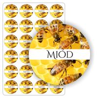 ETYKIETY etykietki arkusz naklejek samoprzylepne kolorowe MIÓD 24 szt.