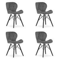 Krzesło LAGO Aksamit - szare / nogi czarne x 4