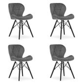 Krzesło LAGO Aksamit - szare / nogi czarne x 4