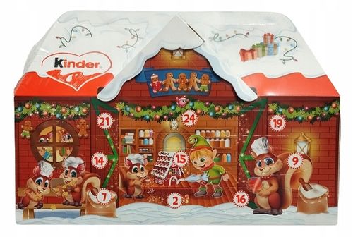 KINDER KALENDARZ ADWENTOWY DOMEK ZE SŁODYCZAMI CZEKOLADKI MIKOŁAJ cukierki na Arena.pl